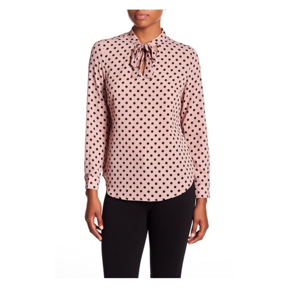 Adrianna Papell Tops - Adrianna Papell Long Sleeve Pink & Black Blouse